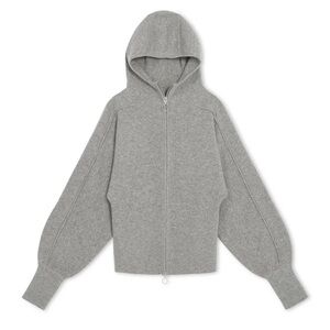NAKED CASHMERE NO NAME WOOL CASHMERE ZIP UP BUBBLE SLEEVE HOODIE Gray Husky S